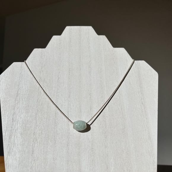 Green Jade 925 Sterling Silver Italy Barrel Slide Necklace Blessing Earring Set - Picture 8 of 10